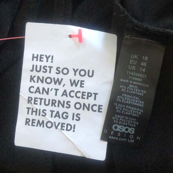 NWT ASOS DESIGN Curve long sleeve mini wrap sexy dress in black size 14 - Picture 12 of 12